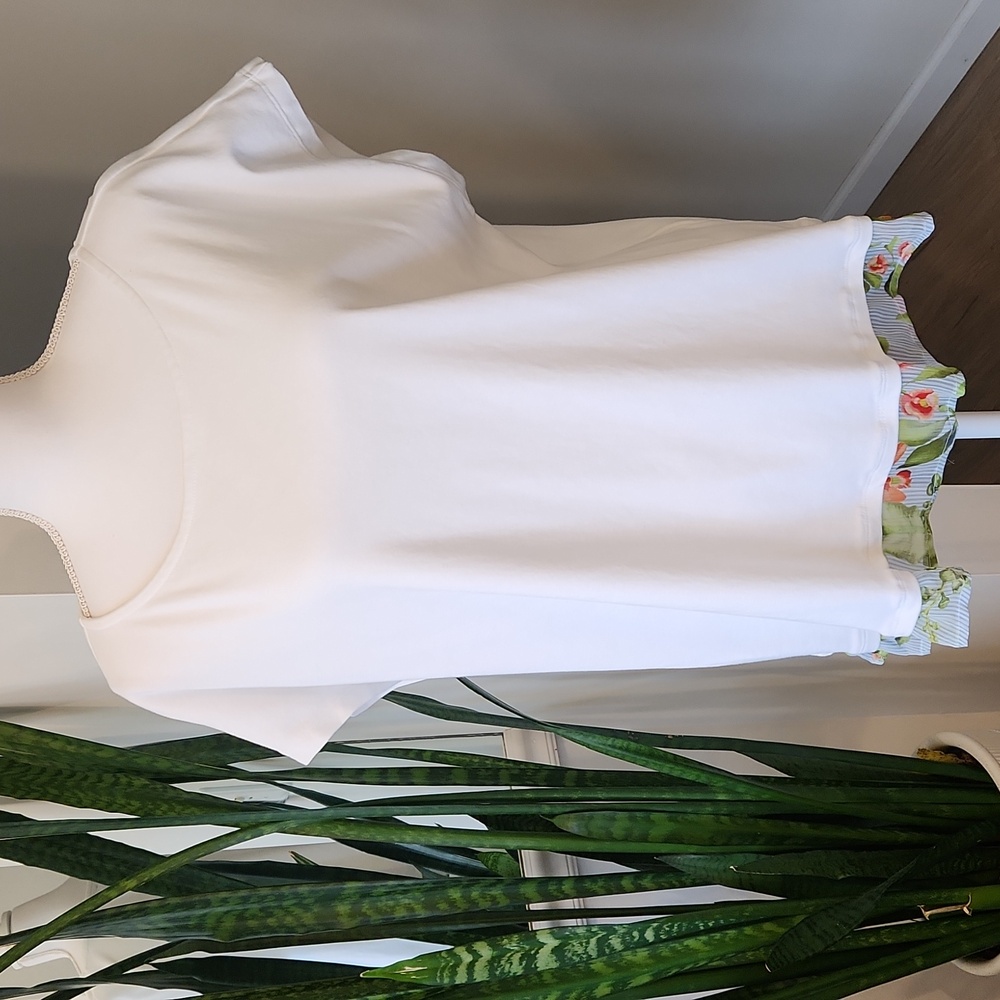 New Tommy Hilfiger Women's White Floral Tunic Tee 1X